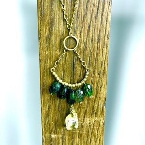 Vintage Tourmaline Citrine Gold Necklace